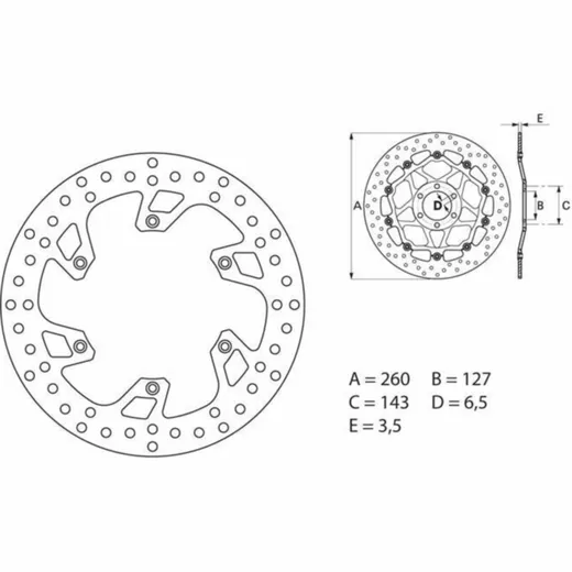 BREMBO Serie Oro Bremsscheibe starr - 68B407B8 für KTM, Husqvarna, Beta