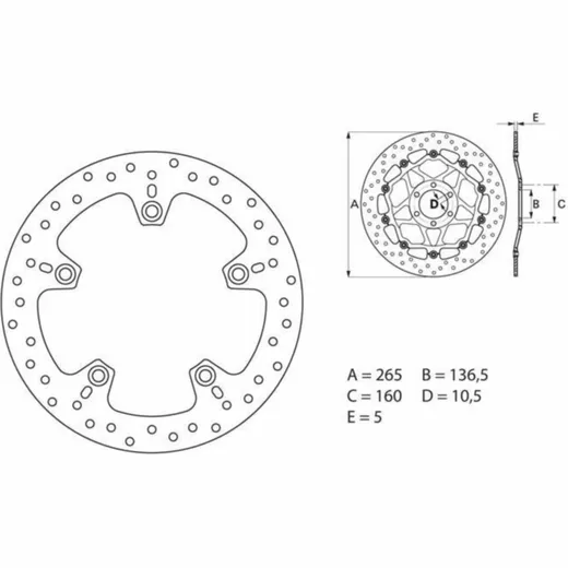 BREMBO Serie Oro Bremsscheibe starr - 68B407C0 für BMW F700GS, F800GS, F800GSADVENTURE