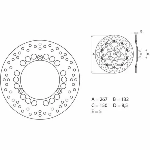 BREMBO Serie Oro Bremsscheibe starr - 68B407C4 für Yamaha X-MAX400, X-MAX400R