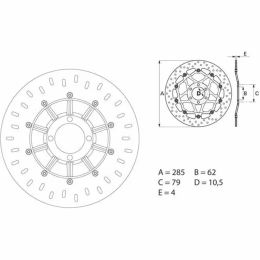 BREMBO Serie Oro Bremsscheibe starr - 68B407D2 für BMW K100RS, K100RT, K1100RS