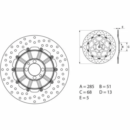 BREMBO Serie Oro Bremsscheibe starr - 68B407D3 für BMW K100RS, K100RT, K1100LT