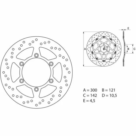 BREMBO Serie Oro Bremsscheibe starr - 68B407D5 für Suzuki DR650, DR750