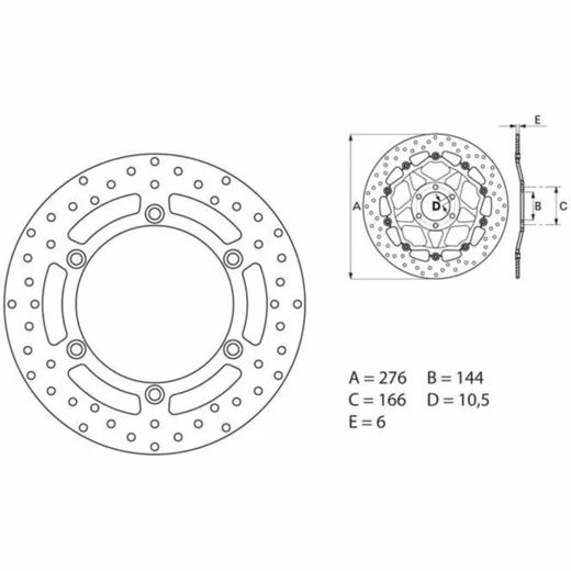 BREMBO Serie Oro Bremsscheibe starr - 68B407E7 für Honda CB1000F, CBR750F, CBX750P