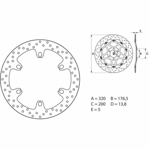 BREMBO Serie Oro Bremsscheibe starr - 68B407F3 für Ducati 1000MULTISTRADA
