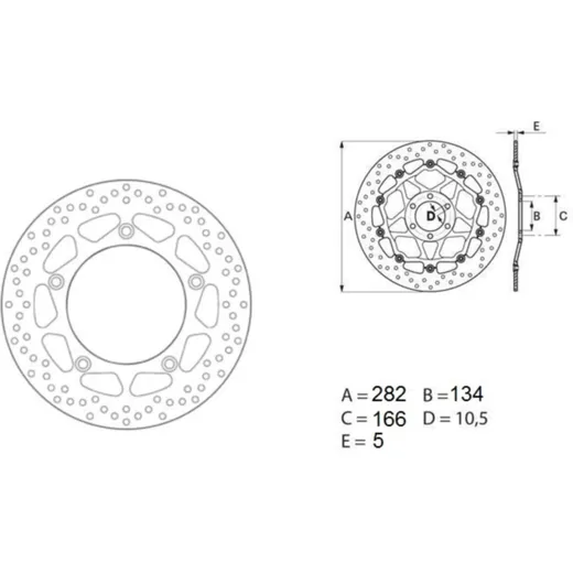 BREMBO Serie Oro Bremsscheibe starr - 68B407F8 für Yamaha T-MAX530, T-MAX560