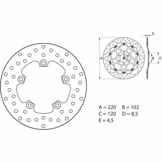 BREMBO Serie Oro Bremsscheibe starr - 68B407G2 für Aprilia RS250, RS50, SCARABEO200