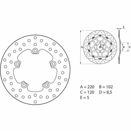 BREMBO Serie Oro Bremsscheibe starr - 68B407G6 für Aprilia, BMW, Benelli