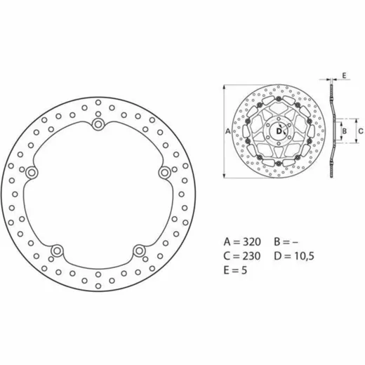 BREMBO Serie Oro Bremsscheibe starr - 68B407G7 für Honda NC700S, NC700X, NC750S