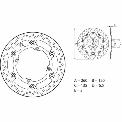 BREMBO Serie Oro Bremsscheibe schwimmend - 78B40814 für Husqvarna CR125, CR250, SMS125