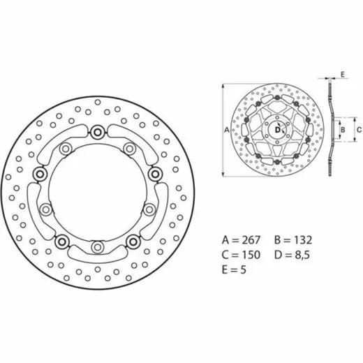 BREMBO Serie Oro Bremsscheibe schwimmend - 78B40817 für Yamaha T-MAX500, T-MAX530, T-MAX560