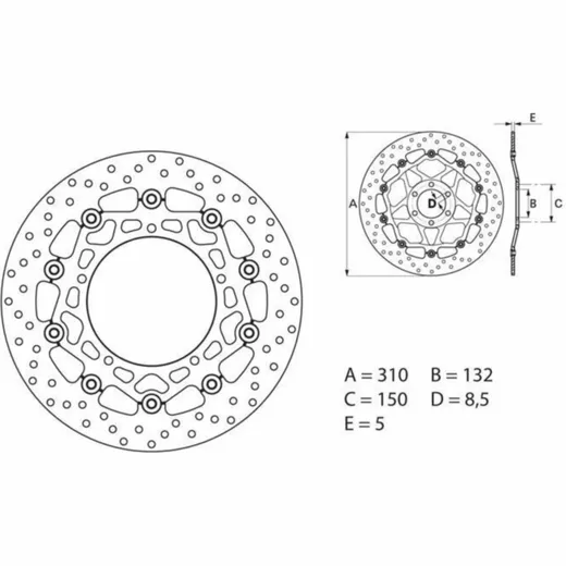 BREMBO Serie Oro Bremsscheibe schwimmend - 78B40860 für Yamaha FZ8N, FZ8S, YZF-R1