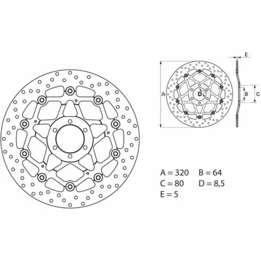 BREMBO Serie Oro Bremsscheibe schwimmend - 78B40870 für Ducati, für: Moto Guzzi, Aprilia