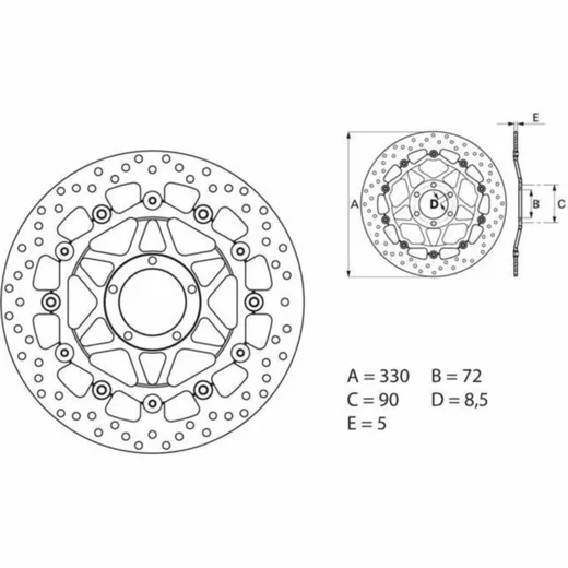BREMBO Serie Oro Bremsscheibe schwimmend - 78B40890 für Ducati 1098, 1198, 848