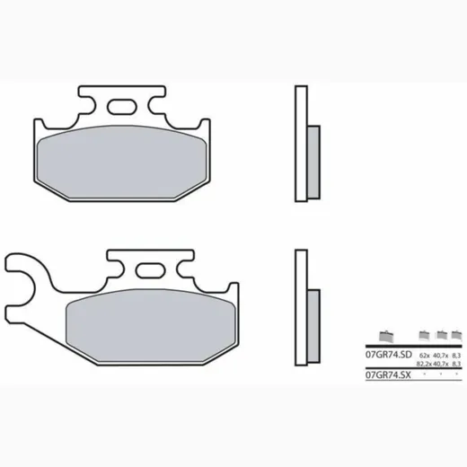 BREMBO Off-Road Sintermetall Bremsbeläge - 07GR74SD für Yamaha YFM700RAPTOR, YXR450RHINO
