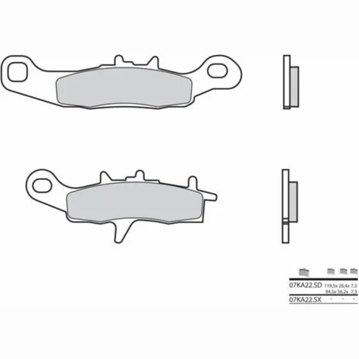 BREMBO Off-Road Sintermetall Bremsbeläge - 07KA22SX für Kawasaki KX100, KX80, KX85 Suzuki RM100, RM85