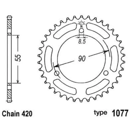 B1 Standard Stahlritzel hinten - 420 für Rieju NKD50, RS250