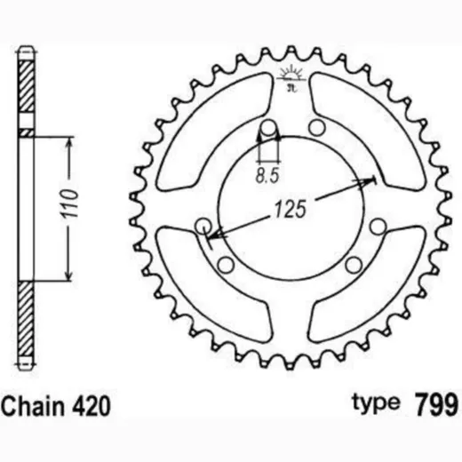 B1 Standard Stahlritzel hinten - 420 JBJR40S00B
