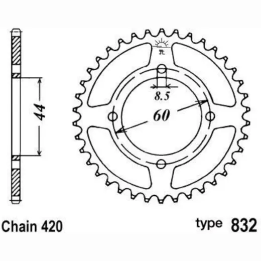 B1 Standard Stahlritzel hinten - 420 für Yamaha DT50R