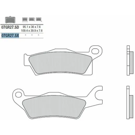 BREMBO Off-Road Sintermetall Bremsbeläge - 07GR27SX für CAN AM OUTLANDER450, OUTLANDER650, OUTLANDER6X6650
