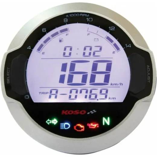 Koso D64 GP Style universal round multi-function LCD digital meter