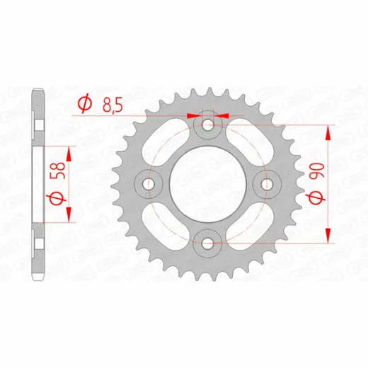 AFAM Steel Standard Rear Sprocket 10117 - 420 for Honda ANF125INNOVA, MSX125 10117-35