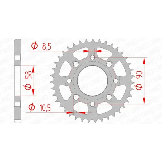AFAM Standard Stahlritzel hinten 10201 - 428 für Honda C90CUB, CB125, CG125 Kymco K-PIPE125, ZING125 10201-49