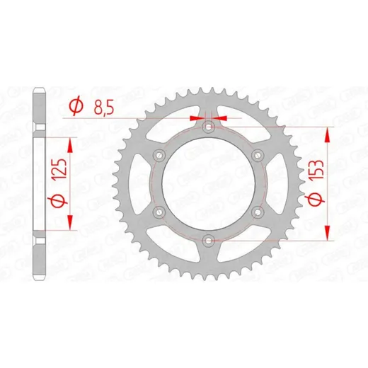 AFAM Steel Standard Rear Sprocket 10212 - 520 for Honda CR125R, CR250R, CR500R HM CRE125, CRE125SM, CRE250 10212-50