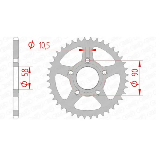 AFAM Steel Standard Rear Sprocket 10215 - 520 for Gilera MXR125, SP01125, SP02125 Honda CRM125, NSR125F, NSR125R 10215-36