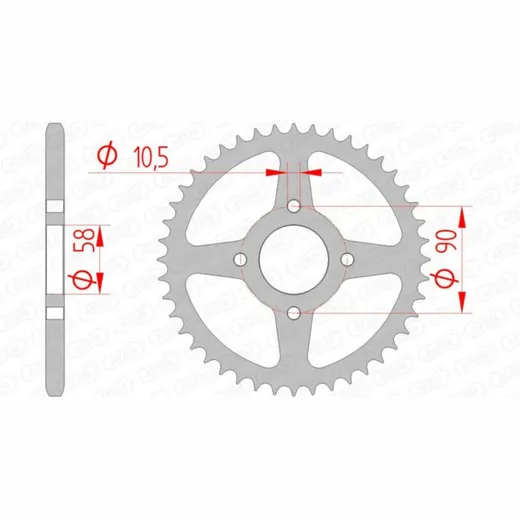AFAM Steel Standard Rear Sprocket 10221 - 520 for Honda CA125, REBEL250, VT125C KTM 125DUKE, 200DUKE 10221-44