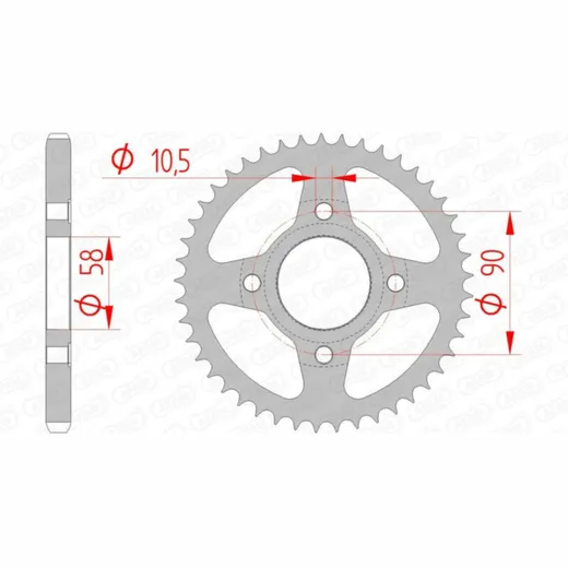 AFAM Standard Stahlritzel hinten 10223 - 428 für Daelim, Honda, Mash 10223-43