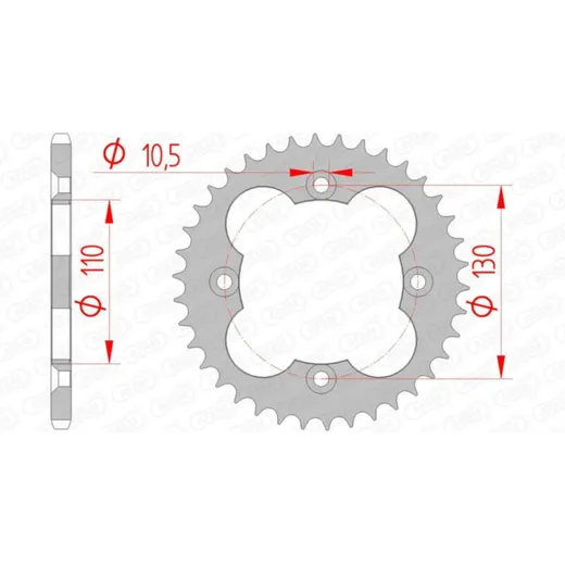AFAM Standard Stahlritzel hinten 10318 - 520 für Honda TRX250FOURTRAX, TRX300FOURTRAX, TRX300SPORTRAX 10318-40