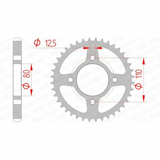 AFAM Standard Stahlritzel hinten 10603 - 530 für Honda CB650, CB750 10603-46