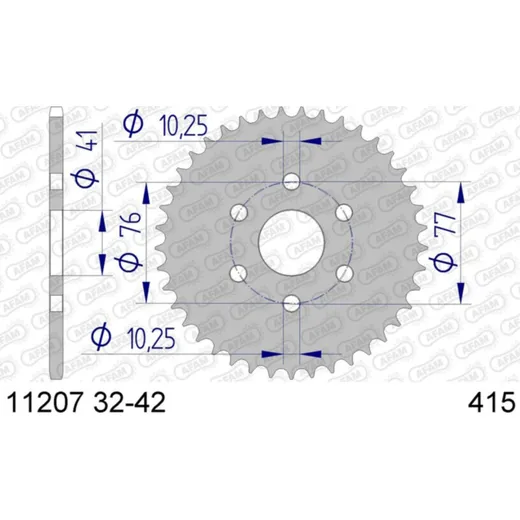 AFAM Ultraleichtes Aluminiumritzel hinten 11207 - 415