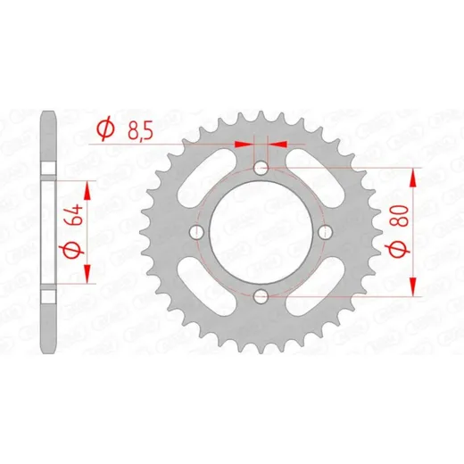 AFAM Standard Stahlritzel hinten 12101 - 420 für Yamaha CHAPPY50, PW80, RT100 12101-37