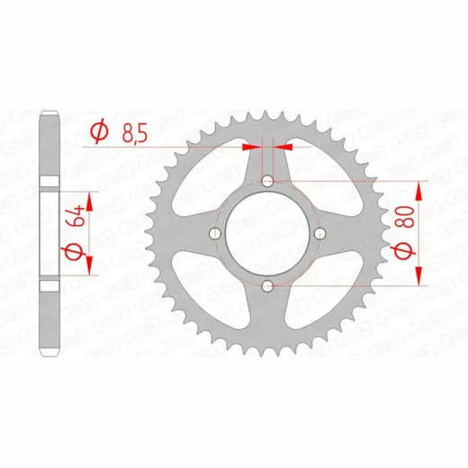 AFAM Standard Stahlritzel hinten 12200 - 428 für Yamaha CRYPTON135, YBR125 SYM XS125K4T 12200-45
