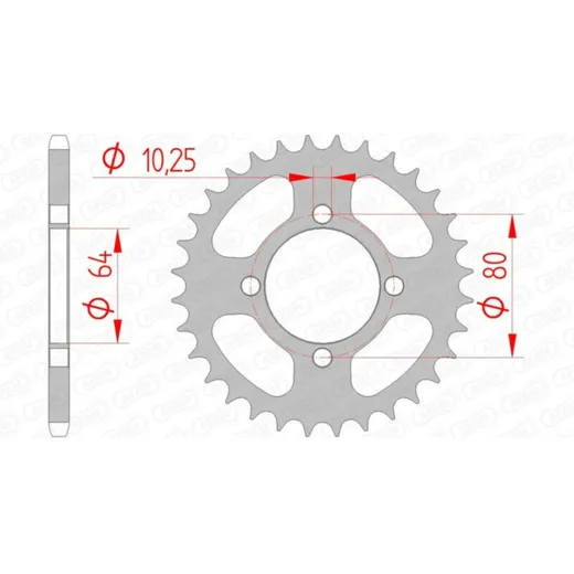 AFAM Standard Stahlritzel hinten 12214 - 520 für Yamaha YFA125BREEZE, YFM125GRIZZLY