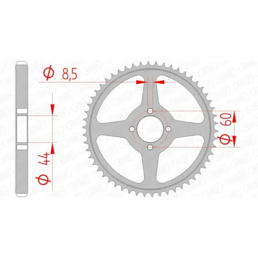 AFAM Standard Stahlritzel hinten 12222 - 428 für Yamaha TT-R125