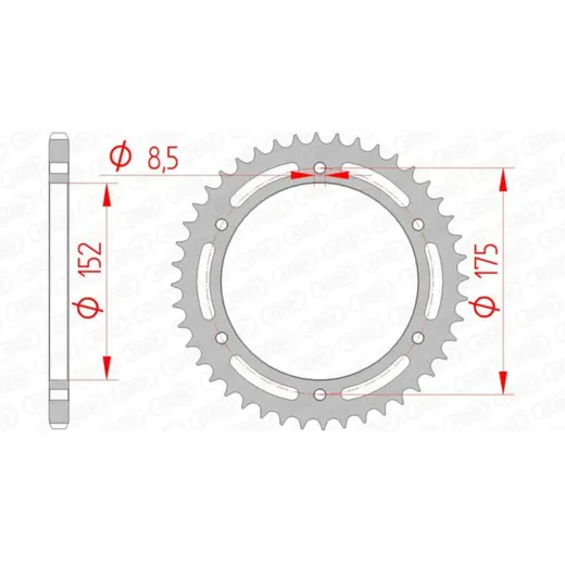 AFAM Standard Stahlritzel hinten 12301 - 520 für Yamaha DT200, TT-R250
