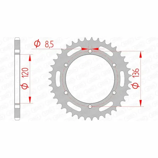 AFAM Standard Stahlritzel hinten 12304 - 520 für Yamaha FZR600GENESIS, RD350, SZR660 12304-45