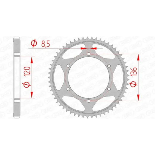 AFAM Standard Stahlritzel hinten 12313 - 428 für Yamaha TDR125, TZR125 12313-57