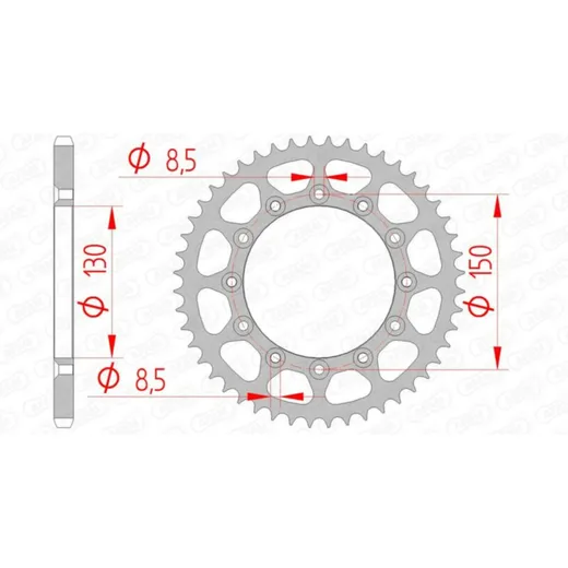 AFAM Selbstreinigendes Stahlritzel hinten 12323 - 520 für Honda, Yamaha, Fantic