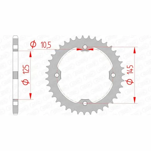 AFAM Standard Stahlritzel hinten 12407 - 520 für Yamaha YFM250RAPTOR, YFM350RAPTOR, YFM700RAPTOR 12407-38