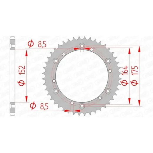 AFAM Standard Stahlritzel hinten 12500 - 520 für Yamaha DT400, IT175, IT200 12500-47