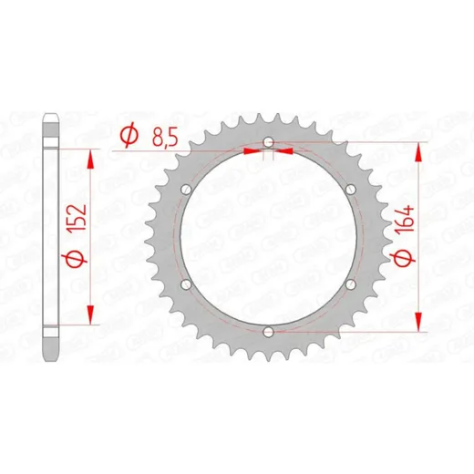 AFAM Standard Stahlritzel hinten 12502 - 520 für Yamaha, Derbi, Triton