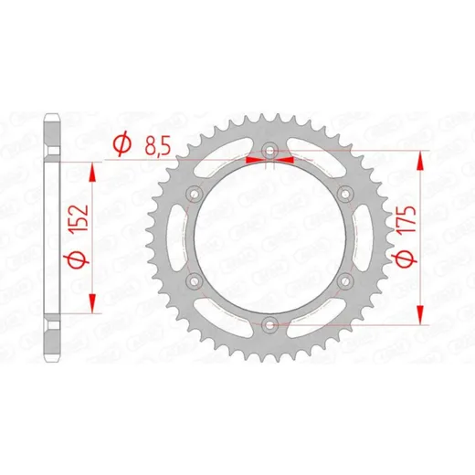 AFAM Standard Stahlritzel hinten 12508 - 520 für Yamaha TT350, TT600, WR125 12508-52