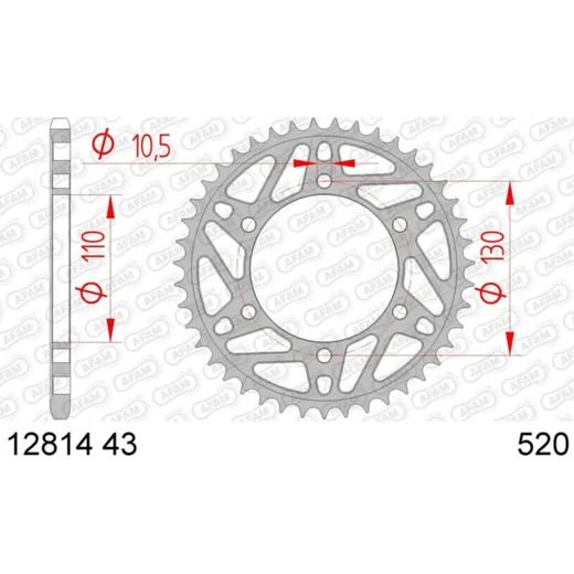 AFAM Standard Stahlritzel hinten 12814 - 520 für Yamaha MT-03, YZF-R3