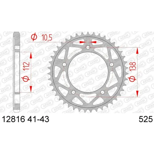 AFAM Standard Stahlritzel hinten 12816 - 525 für Yamaha YZF-R1