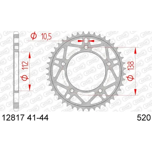 AFAM Standard Stahlritzel hinten 12817 - 520 für Yamaha YZF-R1