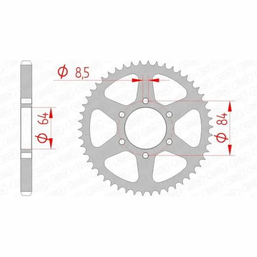 AFAM Standard Stahlritzel hinten 14200 - 428 für Suzuki DF125, DR125, TS125 14200-50
