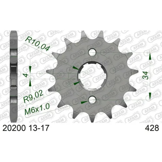 AFAM Standard Stahlritzel vorne 20200 - 428 für Honda, Daelim, Derbi 20200-13